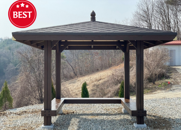 2. 목재 3면 벤치형 파고라